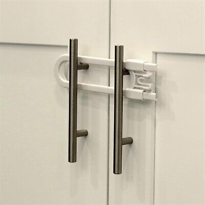 Child Safety Sliding Cabinet Locks (4 Pack) - Baby Proof Knobs, Handles, & Doors