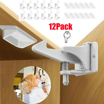 12pack Child Safety Locks Cupboard Baby Proof Cabinet Drawer Kitchen  Usa Stock